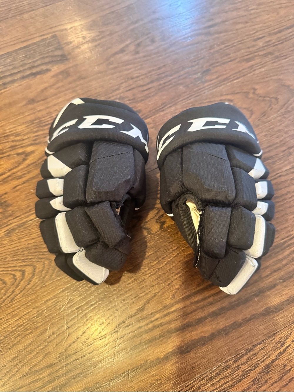 CCM Black and White Hockey Gloves Youth 11”